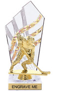 8 inch Clear with Gold Stripes Diamond Backdrop Trophy