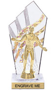 8 inch Clear with Gold Stripes Diamond Backdrop Trophy