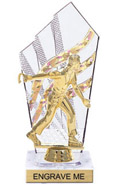 8 inch Clear with Gold Stripes Diamond Backdrop Trophy