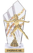 8 inch Clear with Gold Stripes Diamond Backdrop Trophy