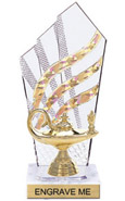 8 inch Clear with Gold Stripes Diamond Backdrop Trophy