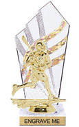 8 inch Clear with Gold Stripes Diamond Backdrop Trophy