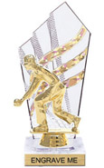 8 inch Clear with Gold Stripes Diamond Backdrop Trophy