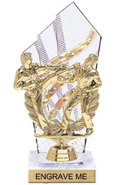 8 inch Clear with Gold Stripes Diamond Backdrop Trophy