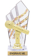8 inch Clear with Gold Stripes Diamond Backdrop Trophy