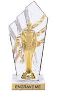 8 inch Clear with Gold Stripes Diamond Backdrop Trophy