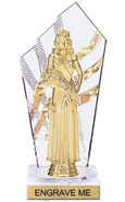 8 inch Clear with Gold Stripes Diamond Backdrop Trophy