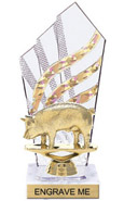 8 inch Clear with Gold Stripes Diamond Backdrop Trophy