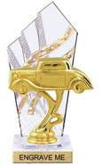 8 inch Clear with Gold Stripes Diamond Backdrop Trophy