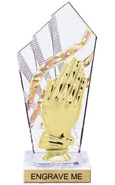 8 inch Clear with Gold Stripes Diamond Backdrop Trophy
