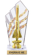 8 inch Clear with Gold Stripes Diamond Backdrop Trophy