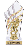 8 inch Clear with Gold Stripes Diamond Backdrop Trophy