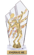 8 inch Clear with Gold Stripes Diamond Backdrop Trophy