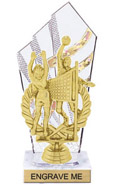 8 inch Clear with Gold Stripes Diamond Backdrop Trophy
