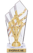 8 inch Clear with Gold Stripes Diamond Backdrop Trophy