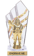 8 inch Clear with Gold Stripes Diamond Backdrop Trophy