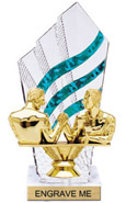 8 inch Clear with Green Stripes Diamond Backdrop Trophy