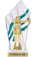 8 inch Clear with Green Stripes Diamond Backdrop Trophy
