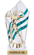 8 inch Clear with Green Stripes Diamond Backdrop Trophy