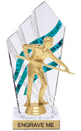 8 inch Clear with Green Stripes Diamond Backdrop Trophy