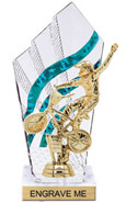 8 inch Clear with Green Stripes Diamond Backdrop Trophy