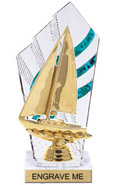 8 inch Clear with Green Stripes Diamond Backdrop Trophy