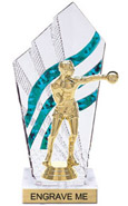 8 inch Clear with Green Stripes Diamond Backdrop Trophy
