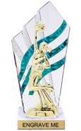 8 inch Clear with Green Stripes Diamond Backdrop Trophy