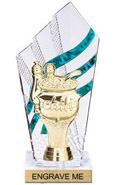 8 inch Clear with Green Stripes Diamond Backdrop Trophy