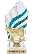 8 inch Clear with Green Stripes Diamond Backdrop Trophy