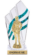 8 inch Clear with Green Stripes Diamond Backdrop Trophy