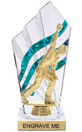 8 inch Clear with Green Stripes Diamond Backdrop Trophy
