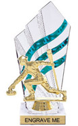 8 inch Clear with Green Stripes Diamond Backdrop Trophy