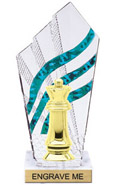 8 inch Clear with Green Stripes Diamond Backdrop Trophy