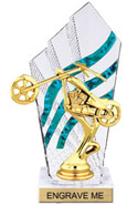 8 inch Clear with Green Stripes Diamond Backdrop Trophy