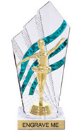8 inch Clear with Green Stripes Diamond Backdrop Trophy