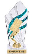 8 inch Clear with Green Stripes Diamond Backdrop Trophy
