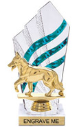 8 inch Clear with Green Stripes Diamond Backdrop Trophy