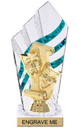 8 inch Clear with Green Stripes Diamond Backdrop Trophy