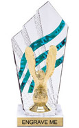 8 inch Clear with Green Stripes Diamond Backdrop Trophy