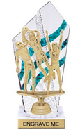 8 inch Clear with Green Stripes Diamond Backdrop Trophy