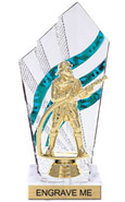 8 inch Clear with Green Stripes Diamond Backdrop Trophy