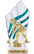 8 inch Clear with Green Stripes Diamond Backdrop Trophy