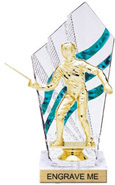 8 inch Clear with Green Stripes Diamond Backdrop Trophy
