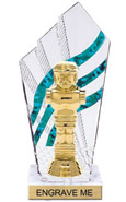 8 inch Clear with Green Stripes Diamond Backdrop Trophy