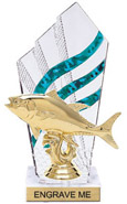 8 inch Clear with Green Stripes Diamond Backdrop Trophy