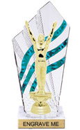 8 inch Clear with Green Stripes Diamond Backdrop Trophy