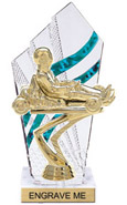 8 inch Clear with Green Stripes Diamond Backdrop Trophy