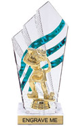 8 inch Clear with Green Stripes Diamond Backdrop Trophy