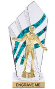 8 inch Clear with Green Stripes Diamond Backdrop Trophy